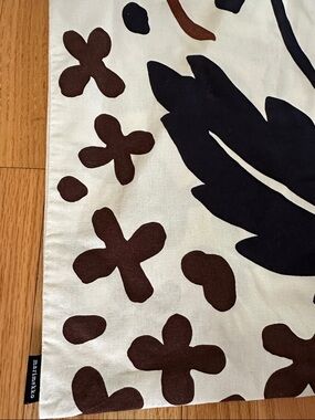 Marimekko Cream Scarf with Black & Brown Floral Motif pillow cover